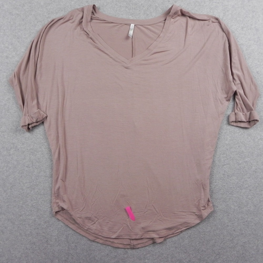 Nine Bird Top Womens Large V-Neck‎ Blouse Shirt Stretch Flex  Beige 3/4 Sleeve